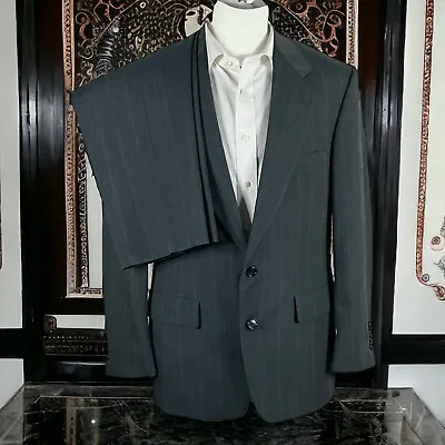 Vintage Palm Beach 2 Piece Suit Mens 40R 32x30 Gray Stripe Pleated • $89.10