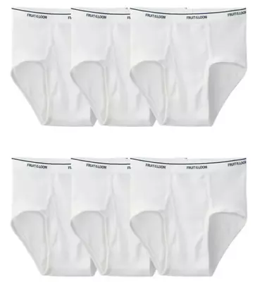 Fruit Of The Loom Men's White Briefs Underwear 6 Pack Sizes S-3XB NEW • $15.99