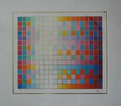 1983 Israeli Artist Yaacov Agam Pencil Signed Serigraph  Square Wave  With COA • $650