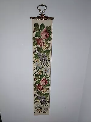 £22.25 • Buy Vintage Wall Hanging Bell Pull Tapestry Roses Flowers 115cm X 19cm