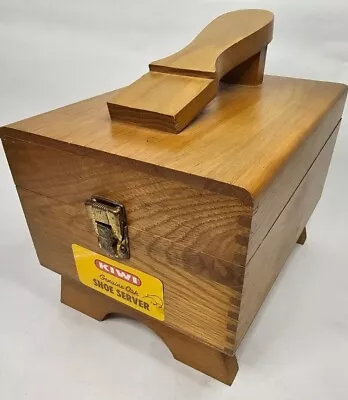 Vintage Kiwi Genuine Oak Shoe Server Shine Wood Box Brushes Buffers Polish  • $34.99
