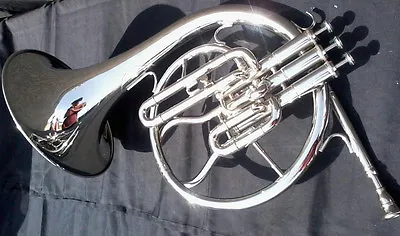 Mellophone Of Pure Brass In  Silver Polish + Extra Slide+case+ Mouthpc+free Ship • $280