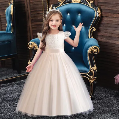 NEW Kids Princess Tulle Dress Flower Girls Bridesmaid Party Christmas Gown 4-12Y • $29.15