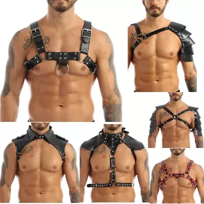 Men's Leather Body Chest Adjustable Harness Belt Steampunk Armor Club Costume • $20.60