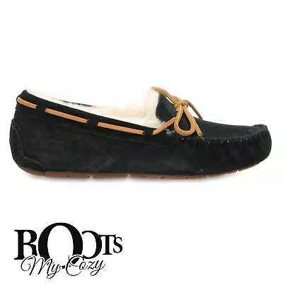 Ugg Dakota Black Suede/sheepskin Moccasins Slippers Size Us 7/uk 5.5/eu 38 • $61.99