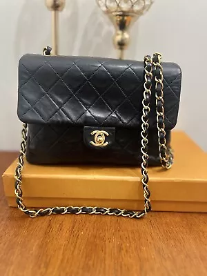 CHANEL Flap Rectangle Shoulder Bag Mini Black Leather • $2200