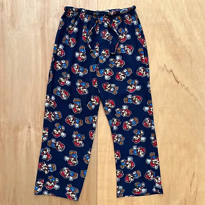 SUPER MARIO NINTENDO Men’s Blue Lightweight Pajama Pants Sz L • $22.95