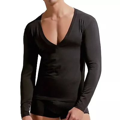 Gauvine Essential Long Sleeve Deep V-Neck T-Shirt 5004 Mens Underwear Cotton • $34.81