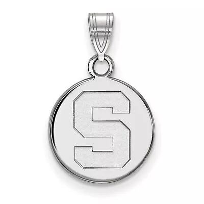 Michigan State Spartans School Letter Logo Disc Pendant In Sterling Silver • $41.99