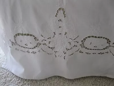 Vintage Simply Shabby Chic White Cutout Embroidered Shower Curtain • $29