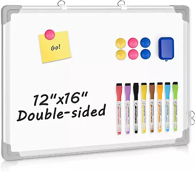 Magnetic White Board Dry Erase Board For Wall Double-Sided 12  X 16  Small Han • $22.88