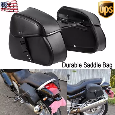 $63.85 • Buy PU Saddle Bags Saddlebag For Yamaha V Star XVS 650 950 1100 1300 Custom Classic