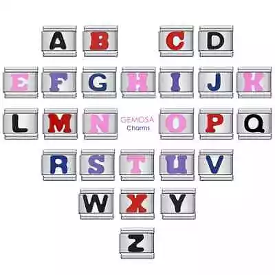 Colourful 26 Letters Charm Italian Link 9mm Stainless Steel Bracelet Jewelry DIY • $4.33