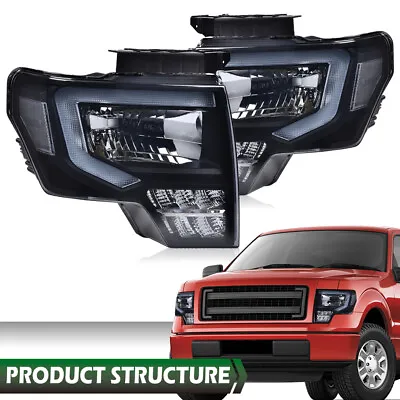 Fit For 2009-2014 Ford F-150 Projector Headlights Black/Smoke LED DRL Head Lamps • $141.80