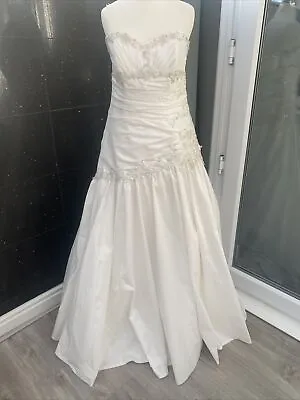 Maggie Sottero Strapless Beaded Wedding Dress Uk Size 14 • £45.71