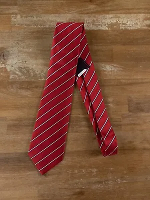 ISAIA Napoli Red 7-fold Striped Silk Neck Tie Authentic NWT Italy • $95
