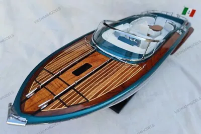 Riva Rama 27  Turquoise Painted Hull Quality Wood Model Boat L70cm Xmas Gift • $199