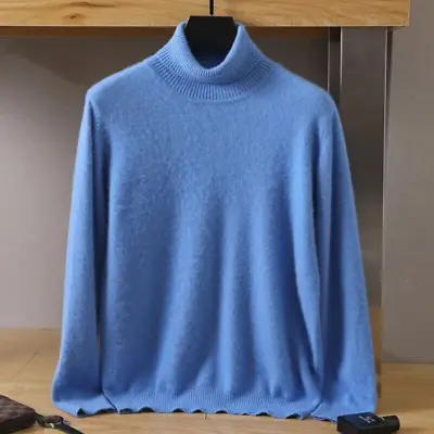 Men's Pure Mink Cashmere Turtleneck Sweater Long-sleeved Casual Undershirts Tops • $53.11