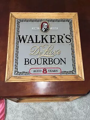 Vintage Walker's Deluxe Bourbon 16x16 Mirror Rare Bar Sign • $19