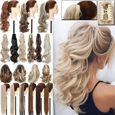 UK Hairpiece Ponytail Claw Clip In Hair Extensions Pony Tail Hair Piece As Human • £15.30