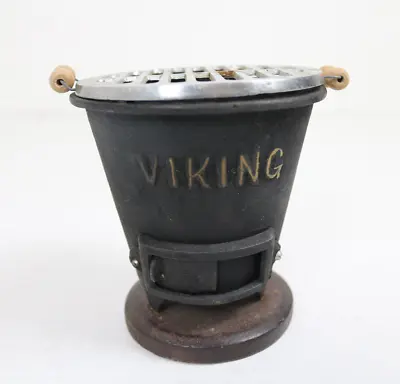 Vintage Viking Cast Iron Tabletop Hibachi Grill W/ Wood Base • $79.95