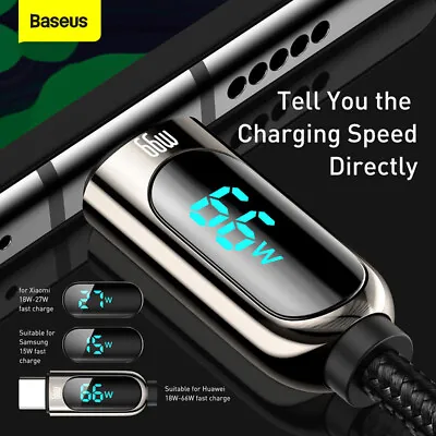 $14.84 • Buy Baseus LED USB To Type C 66W 5A Fast Charging Cable Data Cord For Samsung Huawei