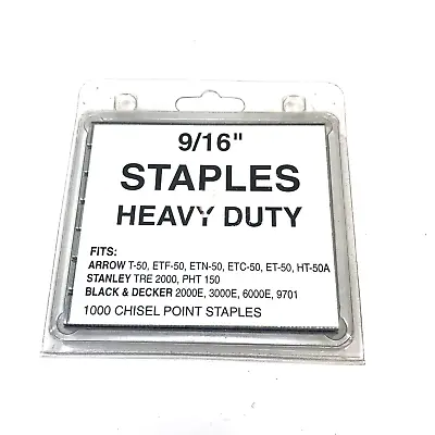9/16  T-50 Heavy Duty Staples 1000 Box • $5