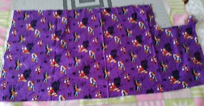 Disney Halloween Fabric Purple Spooky Mickey Minnie Goofy Daffy Duck Quilting • £24.03