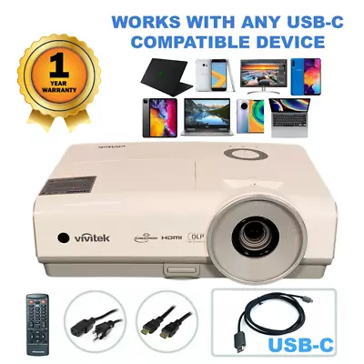 USB-C Professional Streaming Bundle - ViviTek D859 DLP Projector 3600 Lumens • $176.80