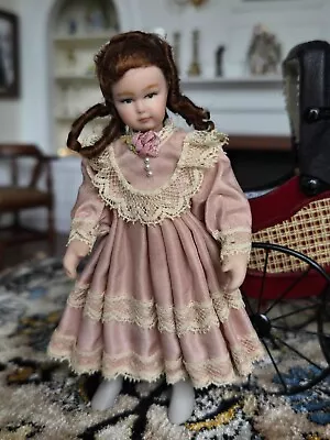 Dollhouse Miniature Artisan Porcelain Victorian Little Girl Doll 1:12 • $149.99