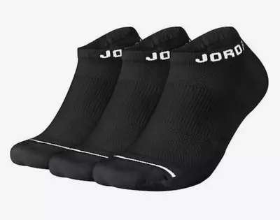 Nike Jordan Everyday Max No Show 3 Pack Socks SX5546 010 Dri-Fit Black  L 8-12 • $20.70