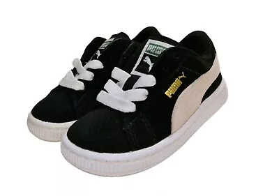 Puma Suede Kids Black / White Trainers Size UK 4 / EUR 20 / 13cm • £25.68
