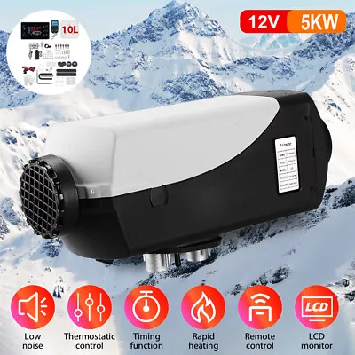 5KW 12V Diesel Air Heater LCD Thermostat For Trucks Boat Trailer With 10L Tank • $54.26