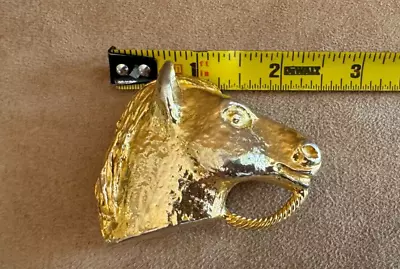 Mimi Di N Vintage Belt Buckle Horse 1974 Gold Tone 2.5 Inches Unisex Single Head • $24.50