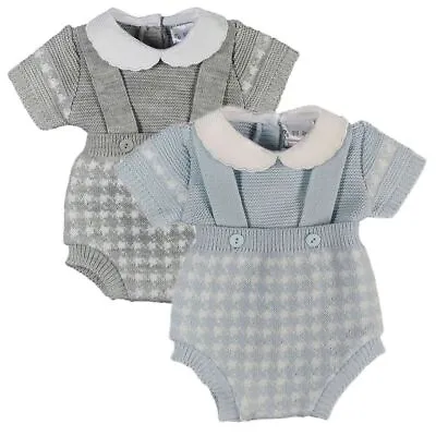 Baby Boy Dungaree Romper Bib Short Jam Pants Braces Knitted Set Spanish Style  • £15.99