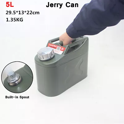 $79.99 • Buy 5L Portable Jerry Can Aluminium Cap Green Built-in Spout Motor For Fuel Storage