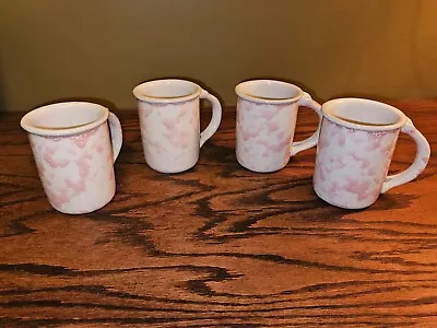 Bennington Potters PINK AGATE 4 MUGS 1967 DG David Gil Sponge Ware Thumb Rest • $60