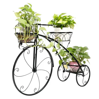 3-Tier Bicycle Plant Stand Wrought Iron Tricycle Planter Home Garden Patio Decor • $49.98