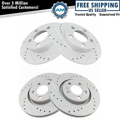 Performance Drilled Slotted Front & Rear Coated Brake Rotor Set For VW • $97.50