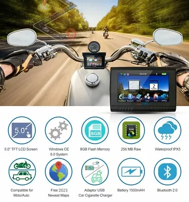 5‘’ Motorcycle GPS Navigator Motorbike Navigation Car SAT NAV AU Map Waterproof • $137.40