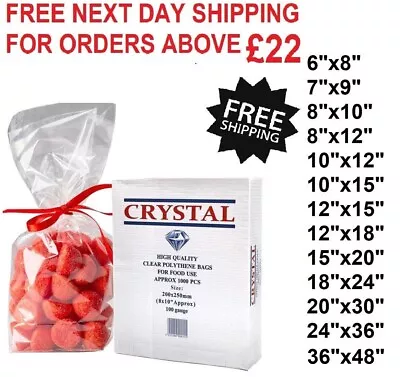 Clear Polythene Food Freezer Storage Bags For Fruit Vegetable 200G - All Sizes • £27.02