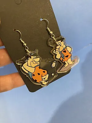 Fred Flintstone Acrylic Earrings  Great Fun Gift Quirky JewelleryCartoon Fan • £6.99