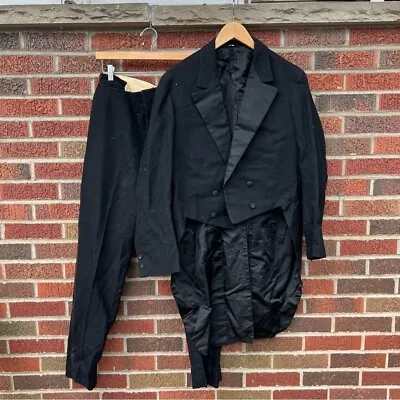 VINTAGE RARE 3 PIECE BLACK WOOL SUIT 1920’s • $400