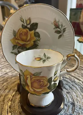 VINTAGE TEA CUP AND SAUCER ROSINA  ENGLISH ROSES  1950's • $23
