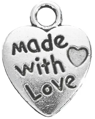 30 X Made With Love Heart Charms Pendants - Free Delivery - UK Seller • £2.75