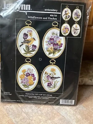 Janlynn Embroidery Wildflower And Finches Kit/ Set Includes 4 Frames. - NEW • £9.99