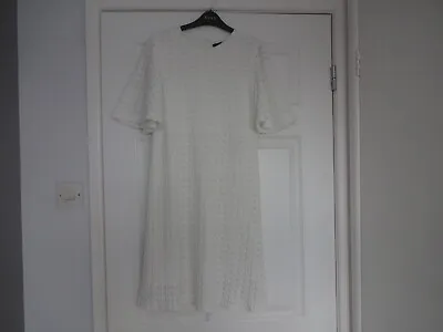 £6.99 • Buy 'ZARA' Ivory White Crochet Lace Short Sleeve Dress - Size M -10