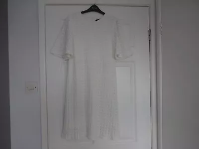 £6.99 • Buy 'ZARA' Ivory White Crochet Lace Short Sleeve Dress - Size M -10