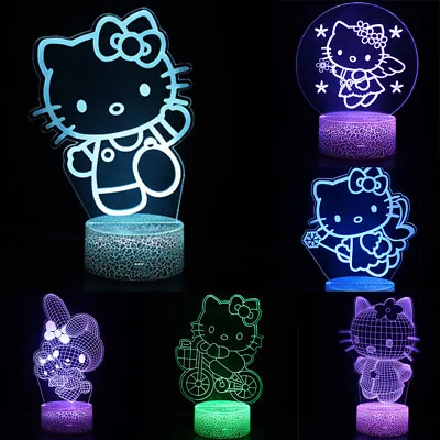 Hello Kitty 3D Acrylic LED Night Light 16 Color Touch Table Desk Lamp Decor Gift • $4.73