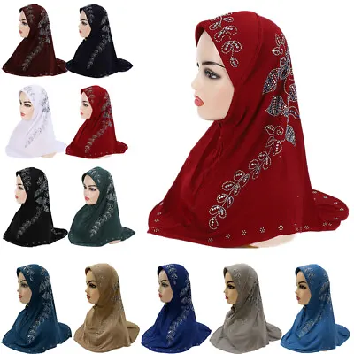 Instant Muslim Women Hijab Scarf Pull On Ready Made Head Cover Wrap Headscarf • £10.78